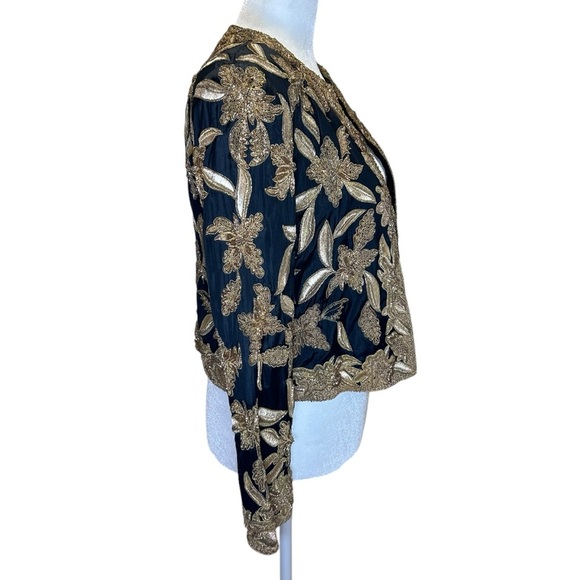 James Benjamin - Vintage Embroidered, Beaded Evening Jacket - Size 8, Black Gold - Picture 7 of 13